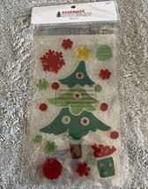 NEW Handmade Holiday Decor Green Christmad Tree Red Snowflakes Window Clings - £3.48 GBP