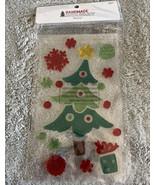 NEW Handmade Holiday Decor Green Christmad Tree Red Snowflakes Window Cl... - $6.05 CAD