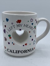 Vintage Heart Cut Out Mug “I Left My Heart In California” 10 Oz Hand Dec... - $9.79