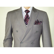 Men Apollo King Double Breasted Suit Classic Peak Lapel Soft Blend DM23 Gray image 5