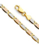 Dimaya 14k Tri-tone Gold 4.2mm Basic Valentino Unisex Chain 7.5" Bracelet - $742.00