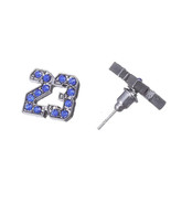 Number # 23 Basketball Blue Tone Iced Out CZ Stud Jordan Earrings - $293.08 MXN