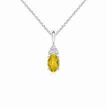ANGARA 6x4mm Natural Yellow Sapphire Solitaire Pendant with Diamond in Silver - £187.67 GBP+