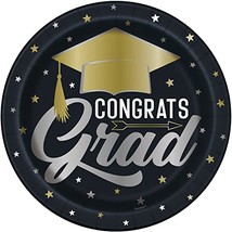 Stars and Caps &quot;Congrats Grad&quot; 8 Ct Graduation 9&quot; Dinner Paper Plates - $4.05