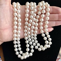 Fun Faux Pearl Beaded Opera Length Continuous 58 Inch Necklace - £11.41 GBP