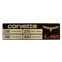 C3 Corvette Spec Data Plate Embossed Scratch-Resistant Aluminum L-82 Engine 1980 - $26.07