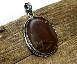 1.8&quot; Solid 925 Silver Natural Bloodstone Gemstone Handmade Pendant Jewelry - £5.32 GBP