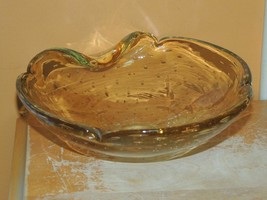 Art Glass Bowl/Dish Yellow 6.5&quot; bullicante biomorphic Barovier &amp; Toso? M... - $22.60 CAD
