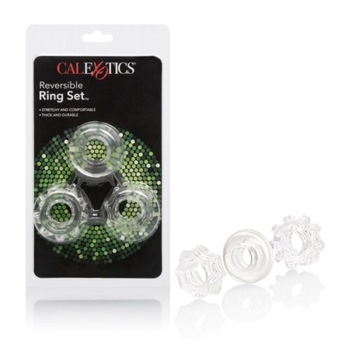 PENIS RING SET CLEAR REVERSIBLE 3 COCK RINGS - $13.71