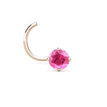 14k Rose Gold Bezel Ruby Nose Twist Screw Bone Ring Body Piercing - £24.64 GBP