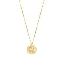 Fine jewelry 925 sterling silver rose on disc coin round circle gold vermeil nec - £23.97 GBP