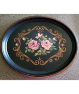 Vintage ~ E.T. Nash Co. Metal Tray ~ Floral Print ~ Large Oval Serving Tray - €42,80 EUR
