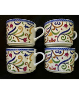 Gibson Royal Heritage Coffee Cups Mugs (4) Blue Rim Floral - $23.00