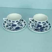 Vienna Woods Meissen Blue Onion Fine China 2 Teacups Saucers Set Fine China - £30.92 GBP