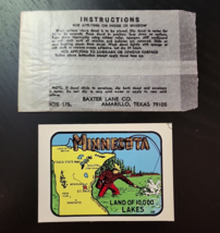 BAXTER LANE CO Minnesota 10000 Lakes VTG Travel Luggage Water Decal Stic... - $25.48