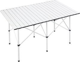White Ever Advanced Camping Table, Fold Up Lightweight, 4-6 Person Portable Roll - £88.68 GBP
