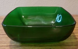 Vintage Anchor Hocking MCM Forest Green Charm Square Salad Bowl &amp; 2 Berry Bowls - £14.38 GBP