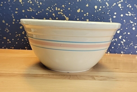 McCoy Pottery Pink &amp; Blue Stripes Mixing Nesting Bowl 14 Made in USA 14&quot;dia - $99.99