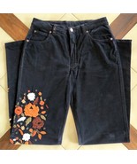 DISMERO Light Black Velvet Stretch Cotton Jeans w/ Embroidered Flowers (31) - $26.67 CAD