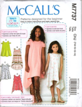 McCall&#39;s M7737 Girls 7 to 14 Learn to Sew Cold Shoulder Dresses Sewing Pattern - £9.68 GBP