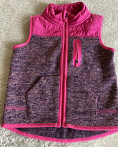 Cat &amp; Jack Girls Pink Purple Knit Quilted Winter Vest Pockets 4-5 - £9.66 GBP