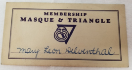 Masque &amp; Triangle Membership Card Drama Group Antique St. Louis Signed - $18.95