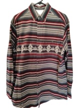 Woolrich Men’s Large Southwestern Tribal Stripe Long Sleeve Flannel Butt... - £16.01 GBP