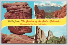 Postcard Garden Of The Gods Pikes Peak Region Banner Greetings Colorado - £2.89 GBP