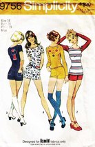 Misses' Top & Hip-Hugger Short Shorts Vtg 1971 Simplicity Pattern 9756 Size 16 - $12.00