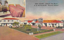 Zira Court Motel US 60 70 80 89 Phoenix Arizona linen postcard - £5.48 GBP