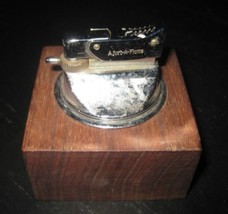 Vintage A-JUST-A-FLAME Wood block Table Top Art Deco Petrol Lighter - £19.53 GBP