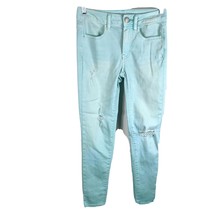 American Eagle Size 2 Stretchy Mid Rise Jeggings Capri  Aqua Blue - $17.75