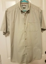 Columbia Mens L Short Sleeve Button Up Cotton Shirt Plaid Blue/Brown - £8.90 GBP