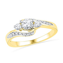 10k Yellow Gold Round Diamond Bridal Wedding Engagement Anniversary Ring 1/2 Ctw - $859.00