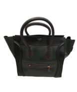 CELINE Smooth Calfskin Forest Green and Black Mini Tri-Color Luggage Tote - $999.99