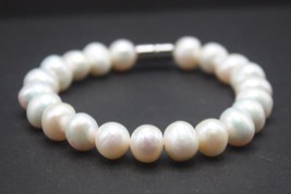 Natural Fresh Water Pearl Bracelet, Pearl Bead Bracelet, 10mm Genuine Pearl Brac - £18.17 GBP