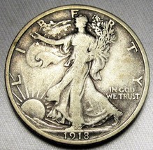 1918-S Walking Liberty Half Dollar FINE AC894 - £57.35 GBP