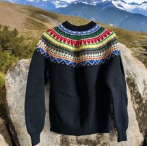 Vtg Great Britain Wool knit wool sweater Norwegian Icelandic Style Jumper Size S - £54.50 GBP