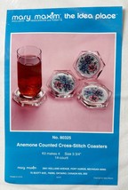 Mary Maxim Anemone Flower Drink Coasters Counted Cross Stitch Kit - Set ... - $18.95