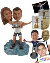 Personalized Bobblehead Man Picking Up His Smart Model Wife Or Girlfrien... - $156.00