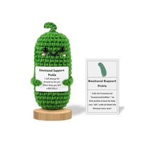 Handmade Emotional Support Pickled Cucumber Gift, Crochet Doll With Posi... - $24.99