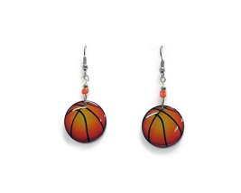 Sport Ball Graphic Dangle Earrings - Womens Fashion Handmade Jewelry Athlete Acc - £14.65 GBP