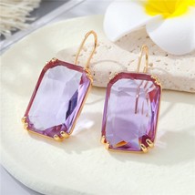 Color Irregular Square Crystal Drop Earrings For Women Gift New Fashion Shiny Ge - £10.50 GBP