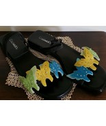 Chadwick&#39;s Brand Green~Yellow~Blue Butterfly Theme Women&#39;s Size 8M Sandals - $49.11 CAD