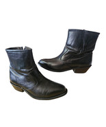 Double-H 1875 Western Men&#39;s Size 9EE Black Leather Side Zip Ankle Boots - $78.17 CAD