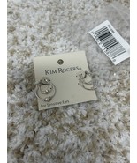 Kim Rogers Double Hoop Silvertone Earrings White Beads Sensitive Ears New - $278.96 MXN