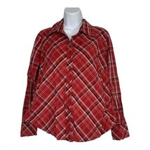 St. John&#39;s Bay Women&#39;s Stretch Petite Long Sleeved Plaid Button Down Blouse L - £10.96 GBP