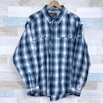 Drake Waterfowl Long Sleeve Performance Button Down Shirt Blue Plaid Mens Large - $34.64