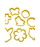 Lot of 8 yellow plastic Easter Cookie Cutters Cross, Bunny, Butterfly, S... - $11.82