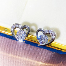 Earrings Loving Heart Zircon Stud Earrings  Earrings Valentine&#39;s Day Gift For Gi - £8.02 GBP